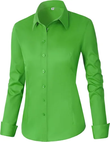 Miniatura 42 de CUNLIN - Camisas de manga larga con botones de algodón para mujer, ajustadas, camisas formales de vestir para el trabajo, blusas de trabajo, tops