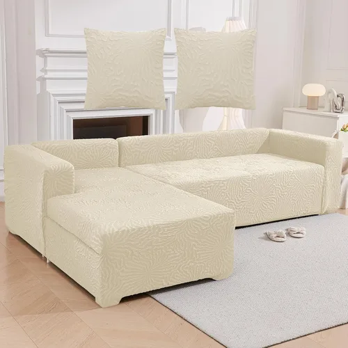 Miniatura 7 de ele ELEOPTION - 2 piezas de fundas de sofá seccional de 3 plazas para sofás con cojines, funda elástica en forma de L para sala de estar, funda