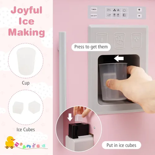 Miniatura 4 de Costzon Juego de Cocina para Niños, Juguetón de Madera de Pequeño Chef con 3 Alturas Ajustables, Barra de Toallas, Cortinas, Microondas, Estufas