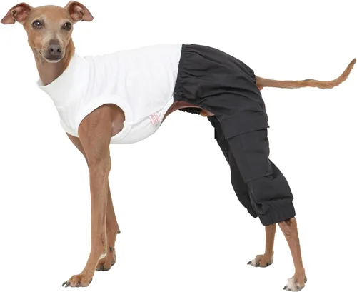 Miniatura 41 de D Doggy Star - Suéter de galgo italiano de cuello de tortuga, conjunto de mono de vellón cálido, ropa de Whippet para perro (XL, azul marino Pkt)