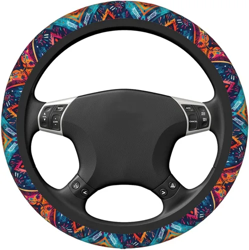 Miniatura 4 de Funda para volante de automóvil, protector antideslizante universal de 15 pulgadas de estilo bohemio oscuro, accesorios elásticos para auto