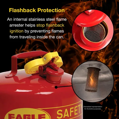 Miniatura 6 de Tipo Eagle I Lata de seguridad de acero galvanizado con embudo, Rojo