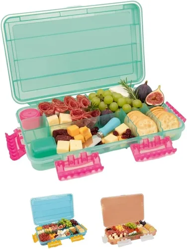 Miniatura 9 de SubSafe Caja fuerte para charcutería, sin BPA, tabla de embutidos segura para alimentos con tapa y asa, organizador portátil de bandeja