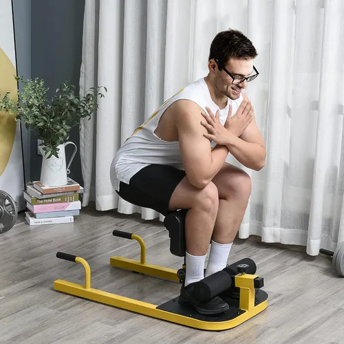 Miniatura 2 de Soozier 3-in-1 Padded Push Up Sit Up Deep Sissy Squat Machine Home Gym Fitness Equipment Amarillo