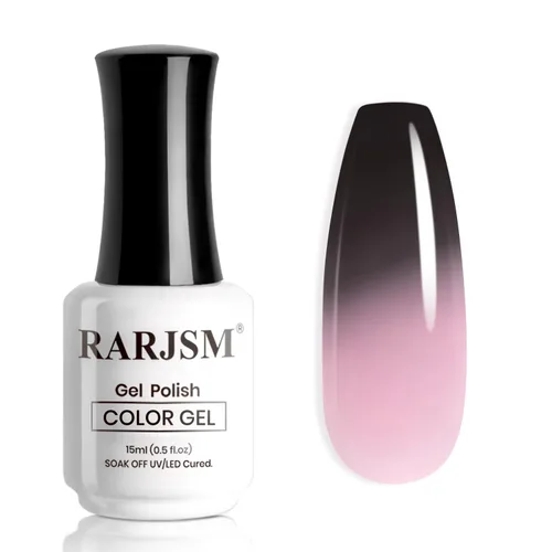 Miniatura 12 de RARJSM Esmalte de uñas en gel que cambia de color Nude Translucido Rosa a Rojo Berry, cambio de temperatura de estado de ánimo térmico, degradado