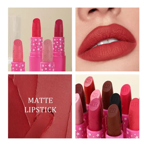 Miniatura 7 de Lápiz labial impermeable mate, pintalabios aterciopelados, cremoso de larga duración, suavizado antiadherente, colores sexys, tinte labial con cera