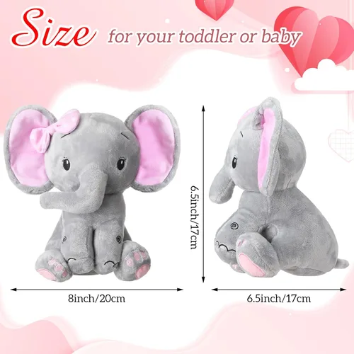 Miniatura 3 de HyDren 6 animales de peluche de elefante de 8 pulgadas, de orejas grandes, regalo para baby shower, niños y niñas, decoración de cama de guardería
