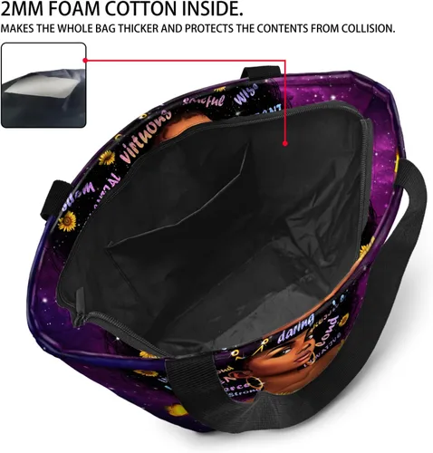 Miniatura 4 de IAGM Bolsos de mano para mujer, bolso de hombro para mujer afroamericana, bolso de mano mágico con asa superior