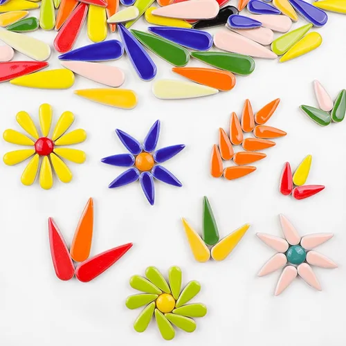 Miniatura 3 de Mosaico de cerámica de hojas de pétalos de gota de agua de 1.1 libras para manualidades, piezas de mosaico de cerámica en forma de lágrima