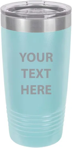 Miniatura 15 de Taza de café personalizable con texto personalizable y grabado láser de 20 onzas Azul