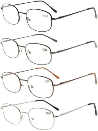 Miniatura 9 de Eyekepper 4 pares de anteojos de lectura con marco de metal con bisagras de resorte para hombres y mujeres de lectura