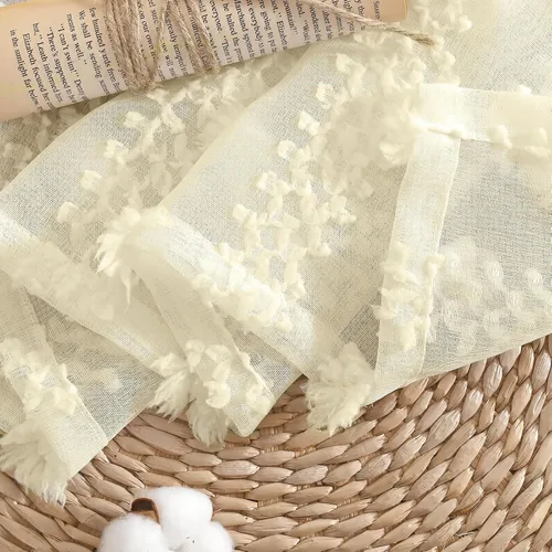 Miniatura 5 de BGment Cortinas traslúcidas con pompones de 63 pulgadas de largo, cortinas bohemias texturizadas filtrantes de luz con bolsillo para barra y pestaña