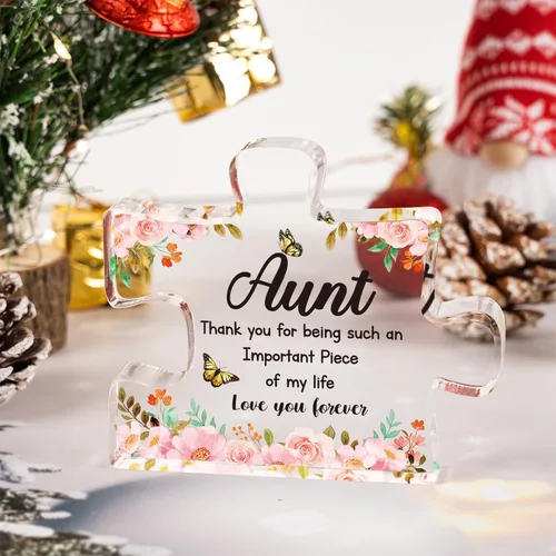 Miniatura 2 de Regalos para tía de sobrina, pieza de rompecabezas de acrílico grabada de 3.9 x 3.3 pulgadas, delicados regalos para tía de parte de la sobrina