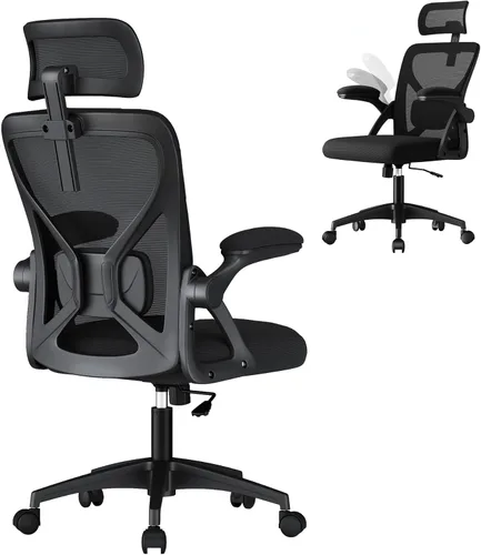 Miniatura 13 de VASAGLE Silla de tocador con respaldo, silla de escritorio giratoria ajustable y linda con ruedas, sherpa y cuero PU para soporte lumbar, compacta