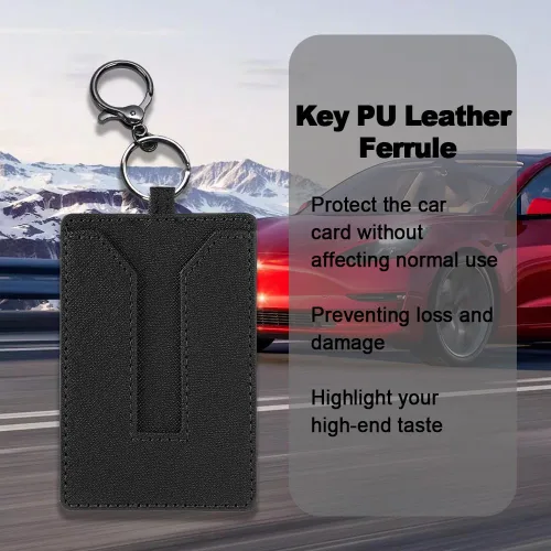 Miniatura 4 de Tarjetero de cuero genuino con llavero, funda protectora antiarañazos compatible con el modelo 3 Y