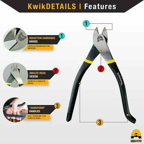 Miniatura 3 de KwikSafety - Charlotte, NC - PINZA Alicates de ferretería Alicates de corte diagonal de alta resistencia, cabeza en ángulo, barras de refuerzo