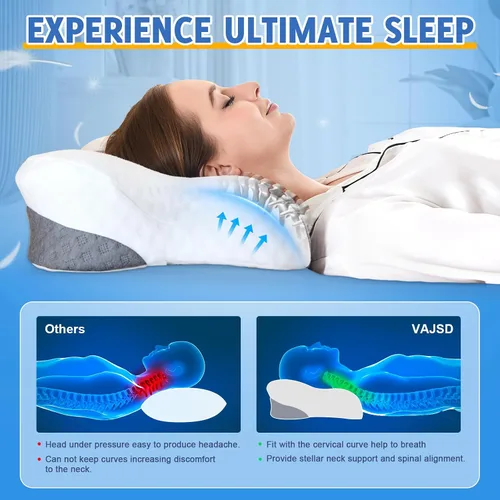 Miniatura 3 de Cervical Neck Pillows for Side Sleeper - 2 Pack Neck Pillows for Pain Relief Contour Memory Foam Pillows Ergonomic Neck Support - Adjustable