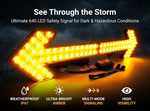 Miniatura 2 de CFLMYYXGS12V-24V Luz de señal de flecha LED impermeable ámbar con carcasa transparente para vehículos de construcción, barredoras, carros de agua