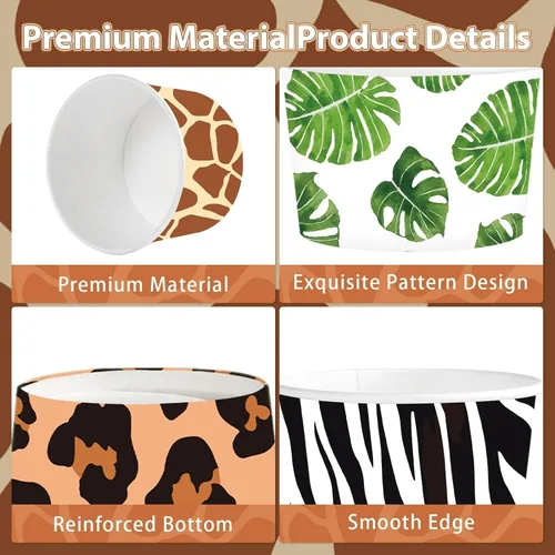 Miniatura 3 de 120 tazas desechables de 12 onzas de helado de animales de safari en la selva, leopardo, tigre, cebra, jirafa, papel con estampado de jirafa