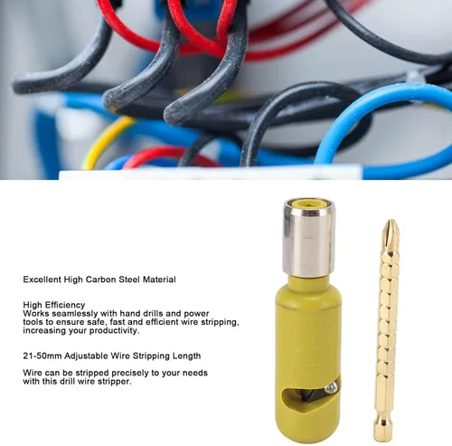 Miniatura 4 de Herramienta de pelado de cables de 6 mm², pelador de cables eléctrico para taladro inalámbrico, pelacables de acero de alto carbono con longitud