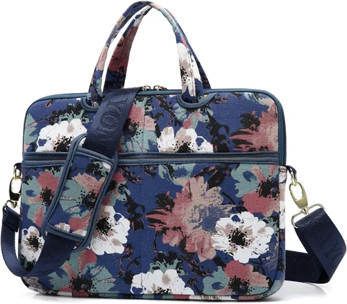Miniatura 10 de kayond - Bolsa de hombro resistente al agua con patrón de rosa negra para laptop de 12 y 13 pulgadas, funda para laptop de hombro tipo bandolera