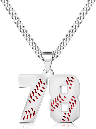Miniatura 105 de Btysun Collares de béisbol de béisbol número 0-99 dijes de acero inoxidable para hombres, regalos de béisbol, papá, marido, regalo de Navidad