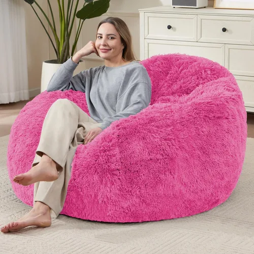 Miniatura 30 de Bean Bag Cover (No Filler) Soft Faux Fur Stuffed Animal Bean Bag Storage, Fluffy Plush Bean Bag Chair Cover Washable, Comfy Bean Bag Covers for Dark