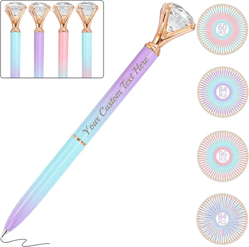 Miniatura 26 de Bolígrafos personalizados con punta de lápiz capacitivo, bolígrafo de diamante con nombre grabado personalizado, grabado gratis, logotipo Estilo 3