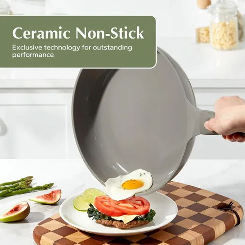 Miniatura 3 de Sartén antiadherente Redchef, sartén antiadherente de cerámica, sartenes para huevos y tortillas, sin tóxicos, utensilios de cocina saludables, Gris