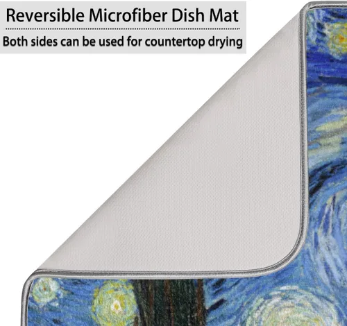 Miniatura 5 de Tapete de secado de platos de cielo estrellado para cocina, tapete de café, absorbente de agua, resistente al calor, tapete de microfibra