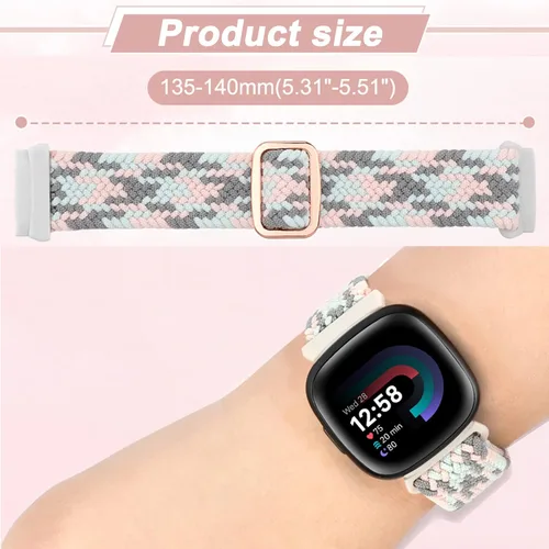 Miniatura 2 de Paquete de 6 bandas elásticas de nailon compatibles con Fitbit Versa 4 / Fitbit Sense 2 / Fitbit Versa 3 / Fitbit Sense, correas de repuesto