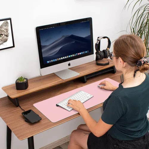 Miniatura 5 de Aothia Alfombrilla de escritorio de piel sintética de doble cara, antideslizante, grande, para mouse y escritorio para oficina, hogar, impermeable