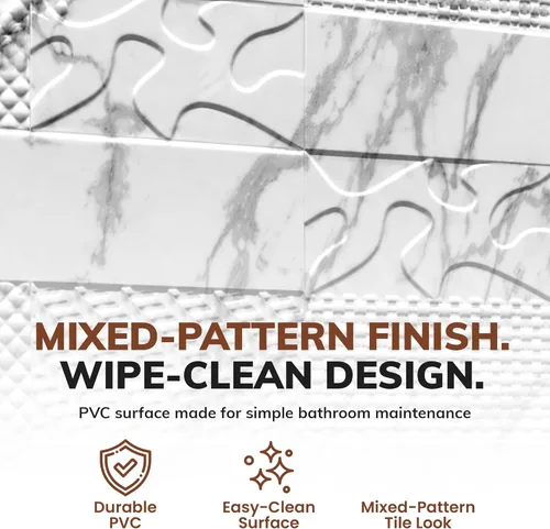 Miniatura 3 de From Plain To Beautiful In Hours 133-640-VERSA-KIT Versa Tile - Paneles de pared para bañera y ducha envolvente (cubiertas/96 pies cuadrados), Mármol