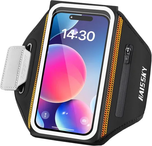 Miniatura 9 de Brazalete para correr con bolsa para auriculares, brazalete para teléfono celular para iPhone 17 16 15 Pro 14 Plus 13 11 XR, Galaxy S24/S10 Negro