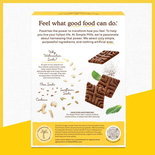 Miniatura 5 de Simple Mills Sweet Thins Cookies, harina de semillas y nueces, chocolate de menta, sin gluten, apto para paleo, aperitivos saludables, 4.25 onzas