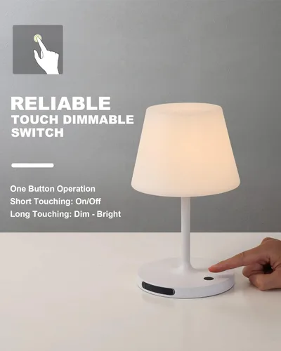 Miniatura 4 de WEILAILUX Lámpara de mesa para exteriores operada por batería, impermeable, lámpara de mesa inalámbrica recargable de 4000mAh, lámpara de escritorio