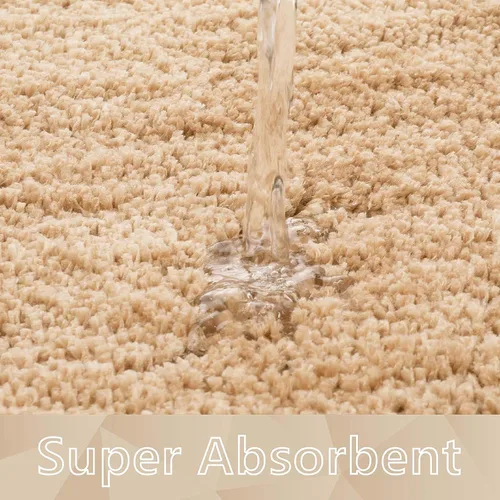 Miniatura 7 de Seavish Alfombra de baño de contorno beige de lujo, alfombras de baño peludas de 19.6 x 19.6 pulgadas, antideslizante, eficiente, absorbente