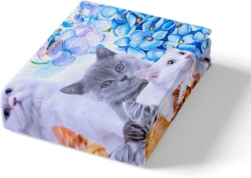 Miniatura 2 de Juego de funda de edredón para niños y niñas, con diseño de gatos y mascotas de dibujos animados, para niños y niñas, juego de funda de edredón