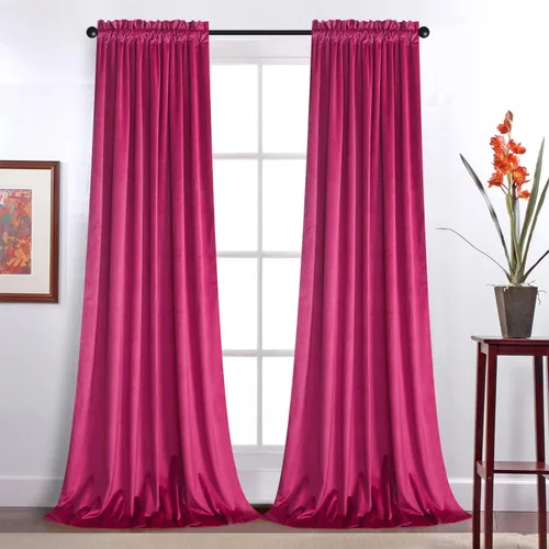 Roslynwood Cortinas de terciopelo, decoración del hogar, color baya, para la sala, opacas y con aislamiento térmico, para comedor, fondo de