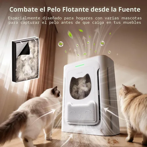 Miniatura 2 de uahpet Purificador de aire para mascotas para el hogar, reduce el pelo de las mascotas, la caspa, los olores, el polvo y el humo para habitaciones