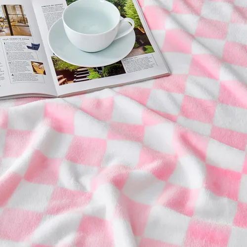 Miniatura 5 de Edenleaf Manta a cuadros rosa, manta de forro polar ultrasuave para sofá, cama y viajes, mantas de lujo para todas las estaciones, 50 x 60 pulgadas