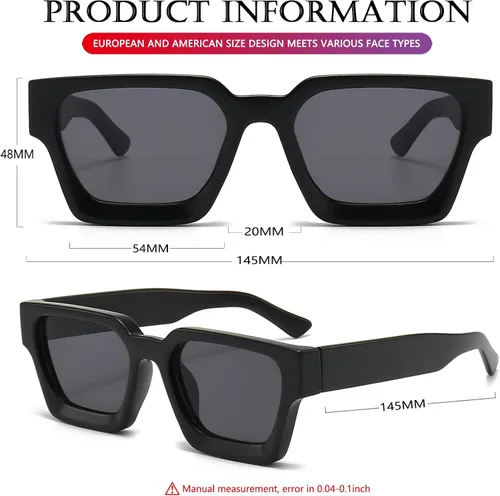 Miniatura 165 de AIEYEZO Gafas de sol cuadradas para mujeres y hombres, gafas de sol cuadradas con montura gruesa, estilo de diseñador simple
