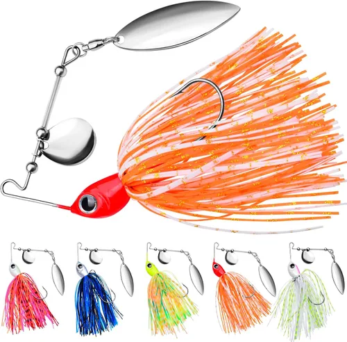 Miniatura 9 de Spinnerbait - Señuelo de pesca de metal duro, kit de cebos giratorios para lubina, trucha, lucio, salmón, lucioperca, agua dulce y salada, 5