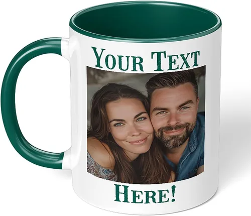 Miniatura 12 de Taza de café de cerámica negra personalizada de 11 onzas con texto, mensaje, tu texto aquí, nombre, DYE Taza para Cafe personalizadas, con foto