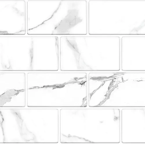 Miniatura 4 de Tic Tac Tiles Azulejos de despegar y pegar en diseño de ladrillo de metro más grueso (10, mármol)