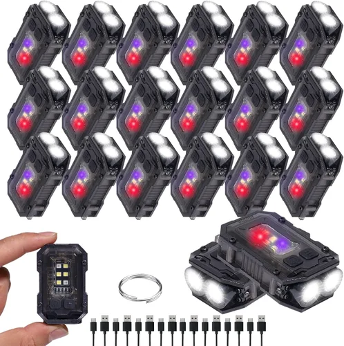 Miniatura 7 de KunHe Paquete de 4 linternas recargables EDC de 280 lúmenes, 8 modos, mini llavero con clip en la linterna USB-C magnética COB luz lateral llavero