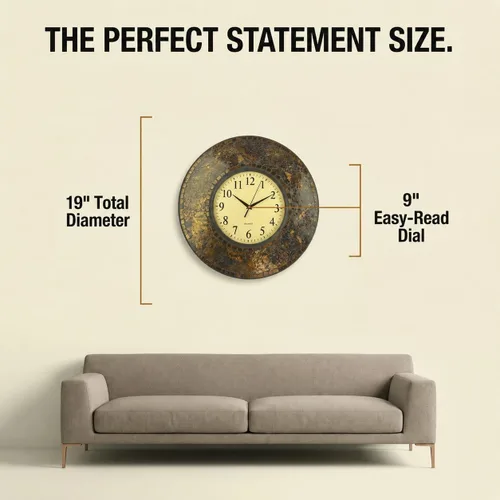 Miniatura 7 de Lulu Decor, reloj de pared de mosaico ámbar báltico, redondo, decorativo, estilo árabe, diámetro 19 pulgadas, tamaño de dial 9 pulgadas, perfecto