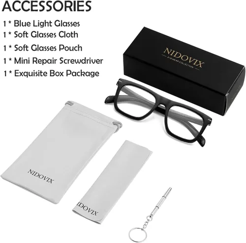 Miniatura 7 de Gafas de bloqueo de luz azul de moda con marco cuadrado para hombres y mujeres, gafas de computadora sin receta, 01 Negro