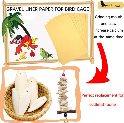 Miniatura 3 de Firdnyohs 25 piezas de papel de grava para jaula de pájaros, 11 x 17 pulgadas, papel de grava especial para jaula de pájaros en arena marina. Ideal