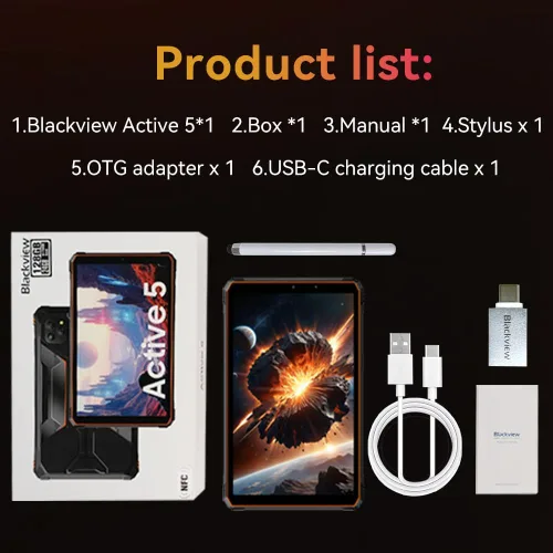Miniatura 10 de Blackview Tablet resistente de 9 pulgadas, Android 15 tableta impermeable con Gemini AI, 18GB+128GB TF 2TB, 180Hz, IP68/IP69K, MIL-STD-810H a prueba